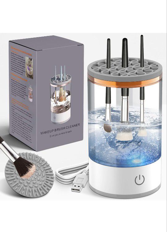 Brand New Electric Makeup Brush Cleaner, Fast Makeup Brush Cleaner Machine with Makeup Brush Cleaning Mat, Beauty Blender Cleaners for All Size Makeup