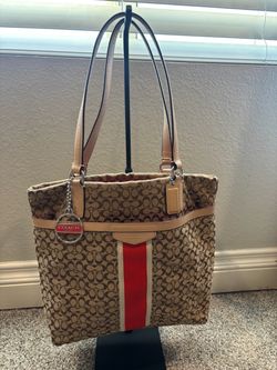 Coach Signature Tote Bag with Stripe
