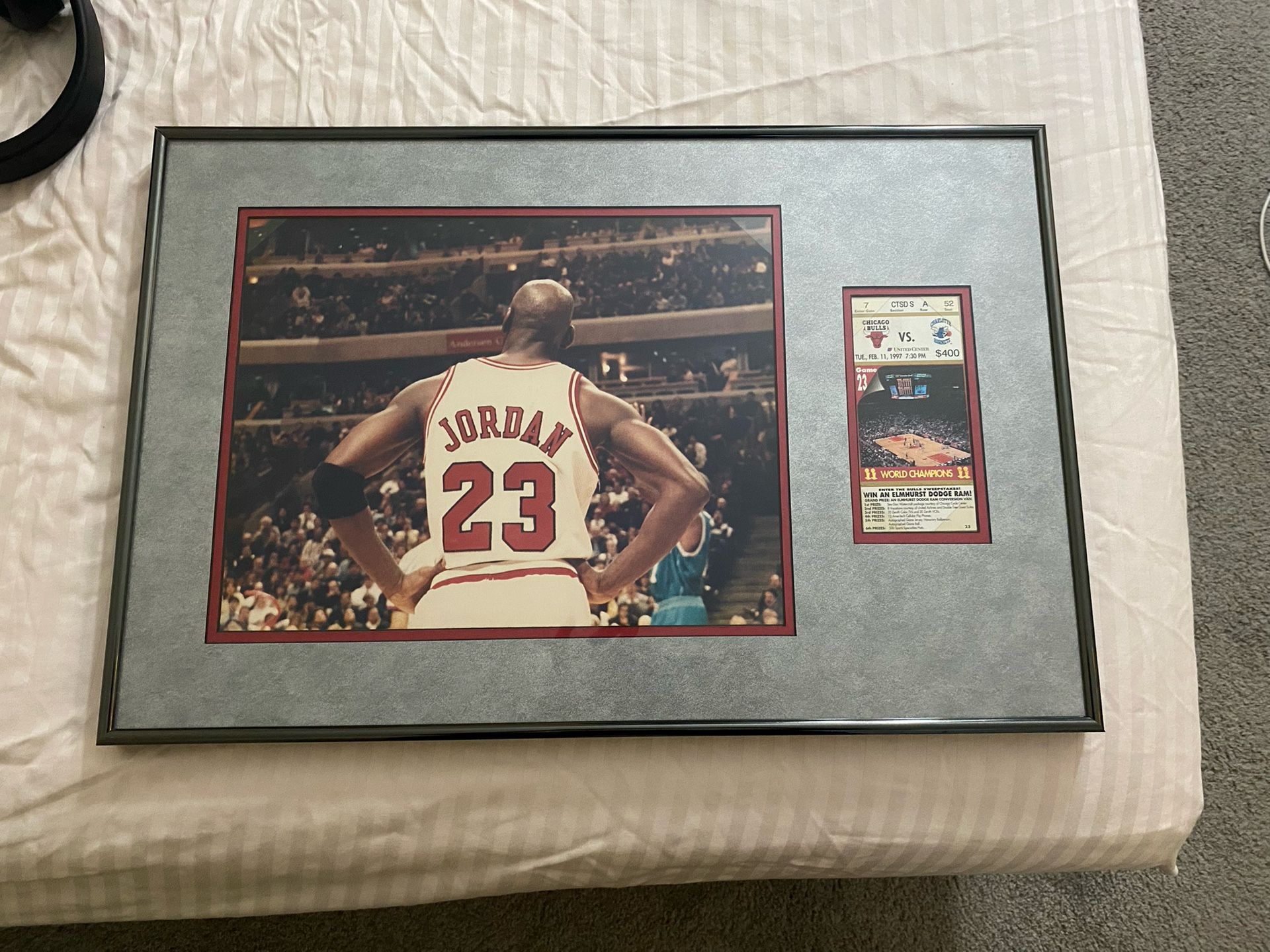Michael Jordan vintage frame with game ticket
