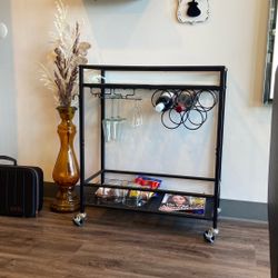 Rolling Wine Cocktail Cart Buffet 