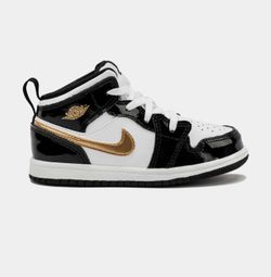 AIR JORDAN 1 RETRO MID PATENT BLACK GOLD