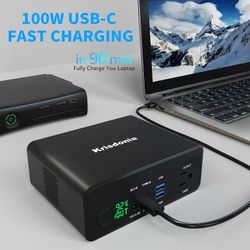 Krisdonia 130W Portable Power Bank, 148WH/40000mAh Portable Laptop Charger Battery Backup
