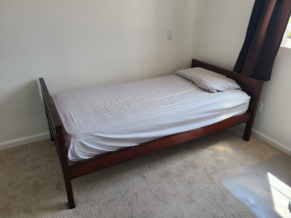 Twin Bed With Mattress And Study Table With Chair