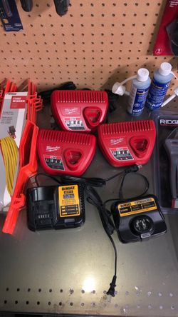 Milwaukee and dewalt chargers