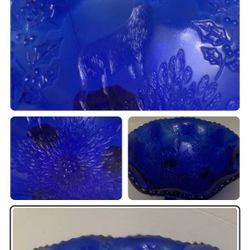 Fenton Cobalt Blue Deer/holly