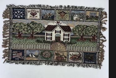 Vintage or table tapestry approx 32” x 18” 12 months of the year “Bless Our Home” REG $45 NOW $15