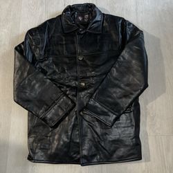 Vintage GV LEATHER JACKET hand Made In ITALY Leather Coat Men ONE SIZE 