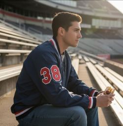 +POS Brand Size L No. 38 On Sleeve Baseball Quarter-Zip Blue Jacket Windbreaker. This item is a vintage +POS professional baseball/umpire 1/4 zip pull