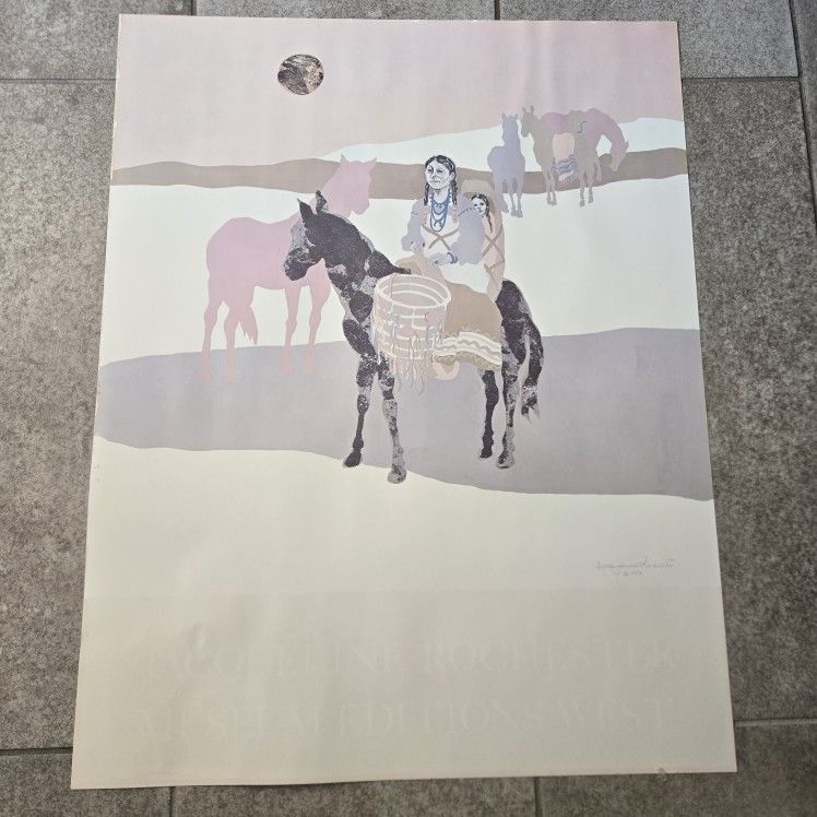 Jacqueline Rochester Signed Print Poster Pueblo Native American Santa Fe 27x22"