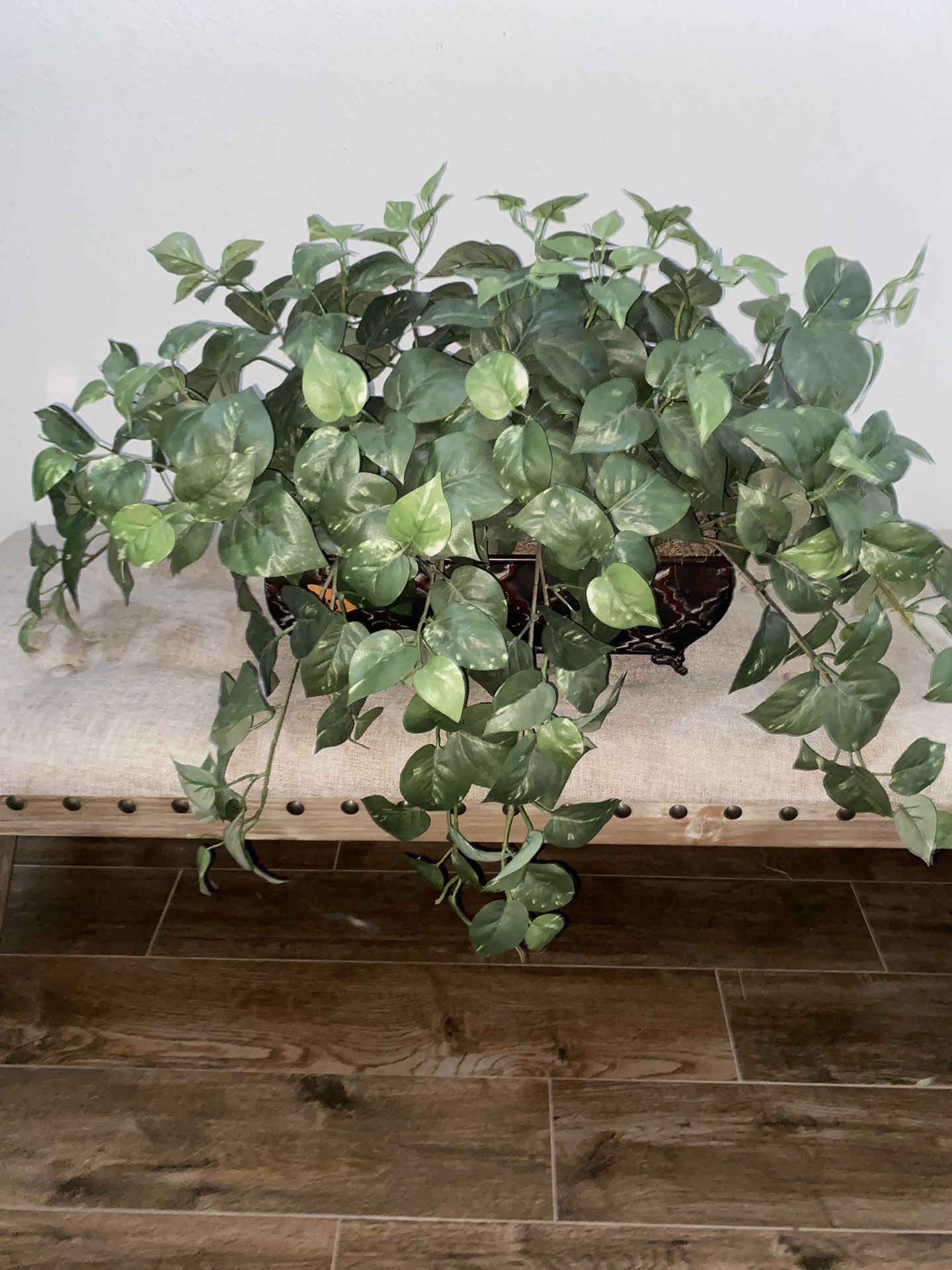 Faux/Fake Full Green Plant In Metal Pot