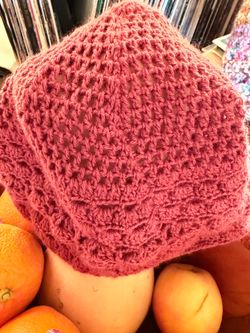 This is Homemade/Handmade Crochet Maroon 100% Cashmere Hat sz. M