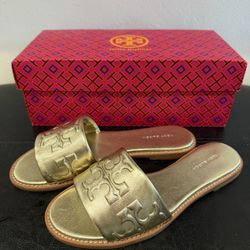 New Tory Burch Gold Sandals 6.5size