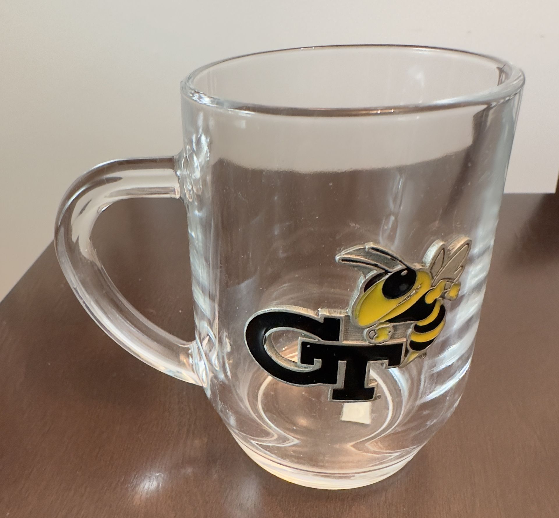 Georgia Tech Glass Coffee Mug with Pewter Logo