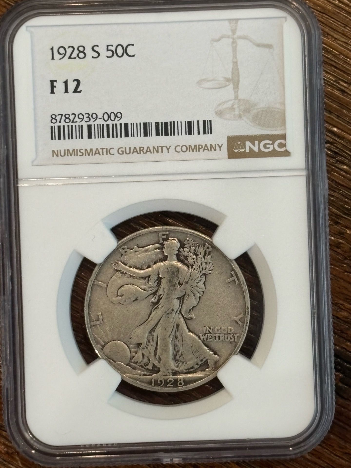 1928-S Walking Liberty Half Dollar NGC F12