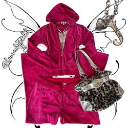 Vintage Y2K Mobling Juicy Couture Velour Tracksuit "Hot Pink"