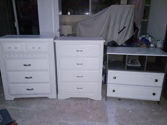 Three little white dressers