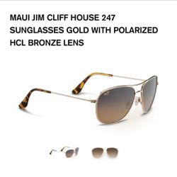 MAUI JIM CLIFF HOUSE 247 SUNGLASSES GOLD WITH POLARIZED HCL BRONZE LENS 