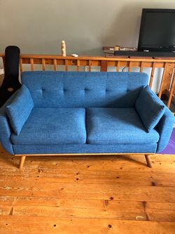 Blue Linen Wayfair Loveseat, barely used!!
