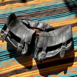 Vintage Leather Motorcycle Saddlebags