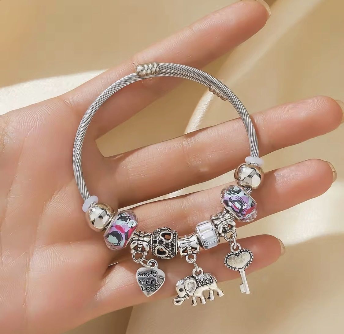Pendant with Stainless Steel Bracelet Fashion Charm Bracelets For Women