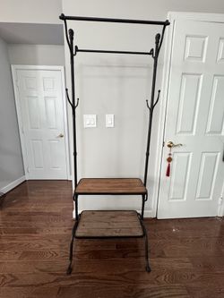 Heavy duty metal and wood hall tree
