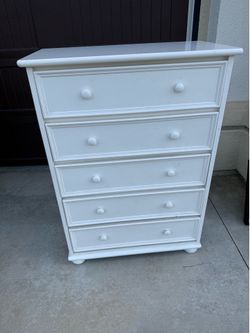 White solid wood dresser