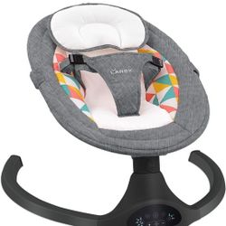 LAREX Baby Swings Electric Baby Swing Bluetooth Infant Swing Portable Rocker with 5 Speeds, 1 Seat Position, Remote Control, Dark Grey