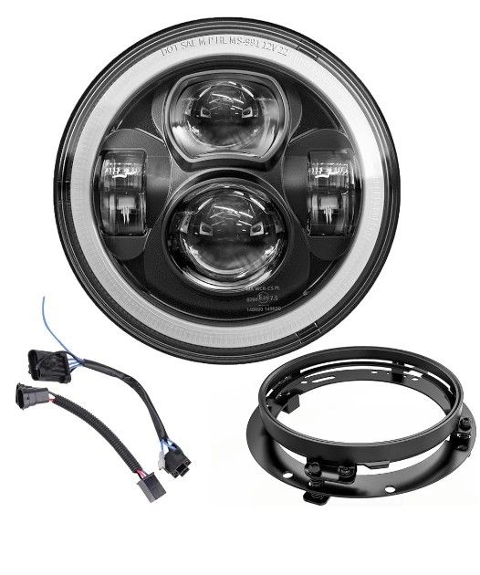Z-OFFROAD Upgrade 7 Inch Motorcycle LED Headlight w/DRL White Halo DOT Kit Compatible with Harley Davidson Street Glide Road King Special Electra Glid