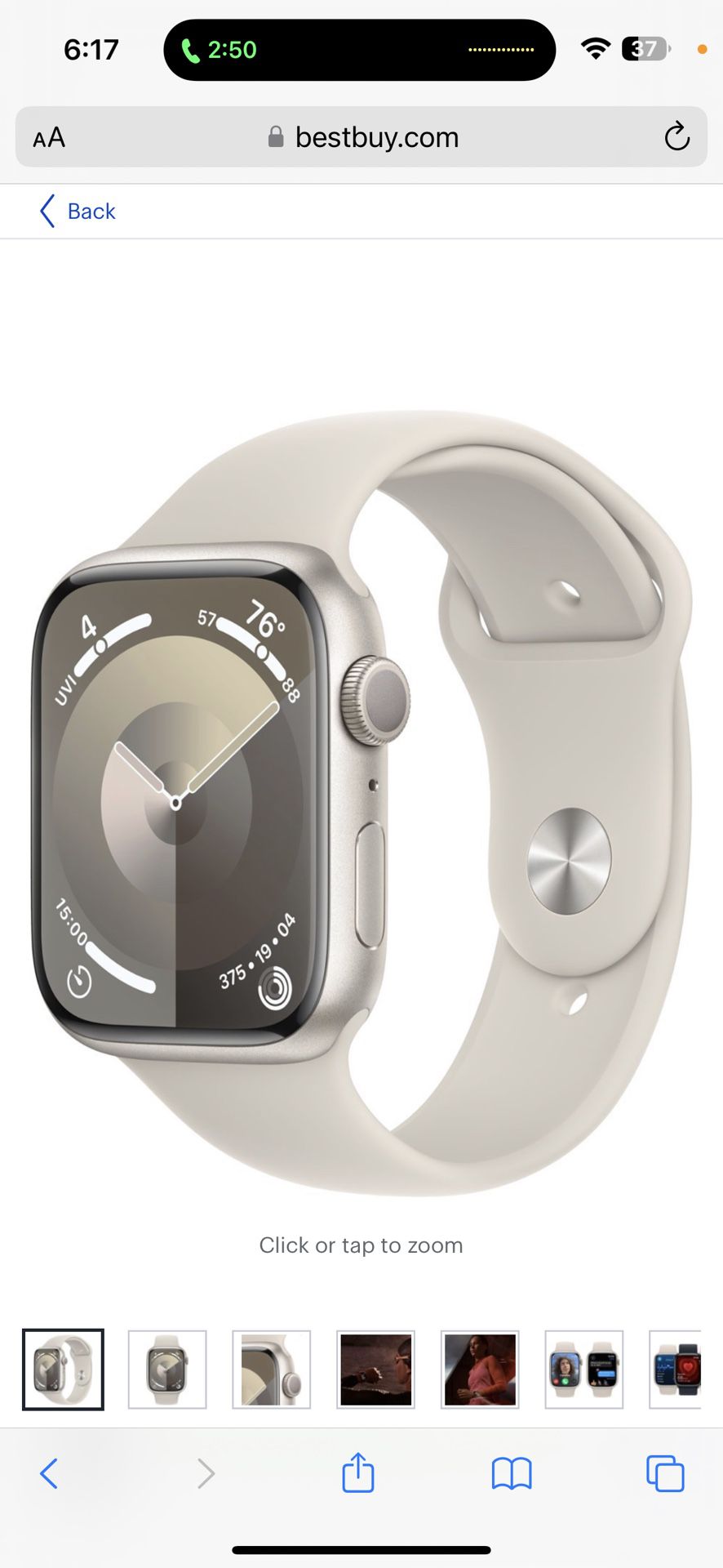 Brand New Apple Watch Series 9 GPS 45mm Aluminum Case with Starlight Sport Band (Small/Medium) - Starlight