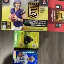 2024 Panini Donruss Elite NFL Blaster Box (JJ McCarthy) Ripped + Green Parallel Pull”