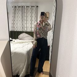 Vintage Caviar Pleated Blouse – Floral & Leopard Print Mix