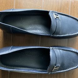 Womans Navy Blue Loafers, Worn Once, Size 8