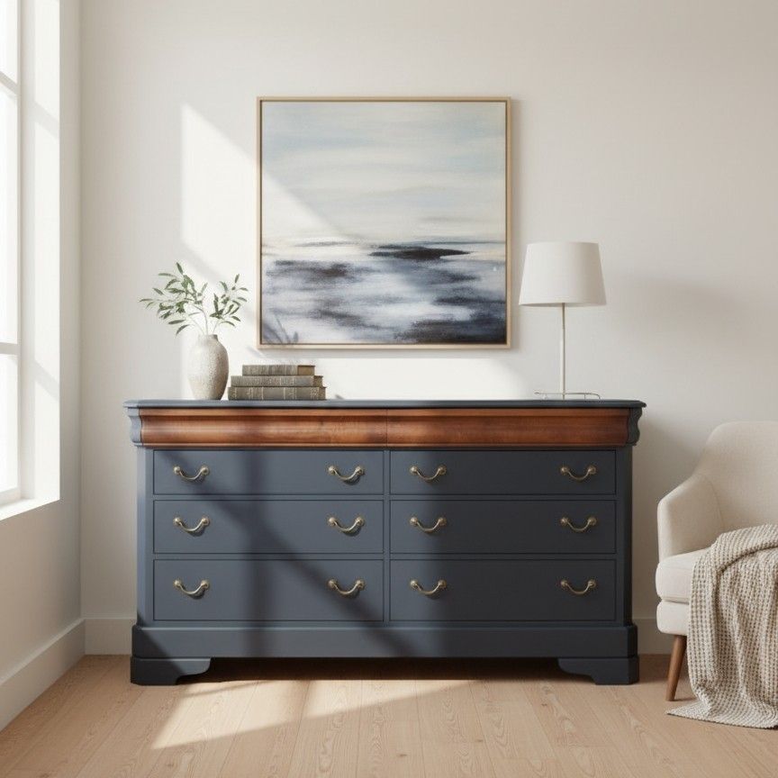 Oversized 8 Drawer Dresser In Polo blue.