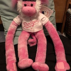 Vintage Dodgers Fuzzy Head Pink Monkey 
