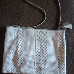 COACH Perforated Off White Leather Purse