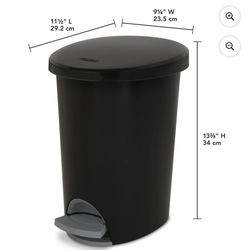 Sterilite 2.6 Gallon Ultra™ StepOn Trash Can, Plastic, Bathroom, Black Trash Can