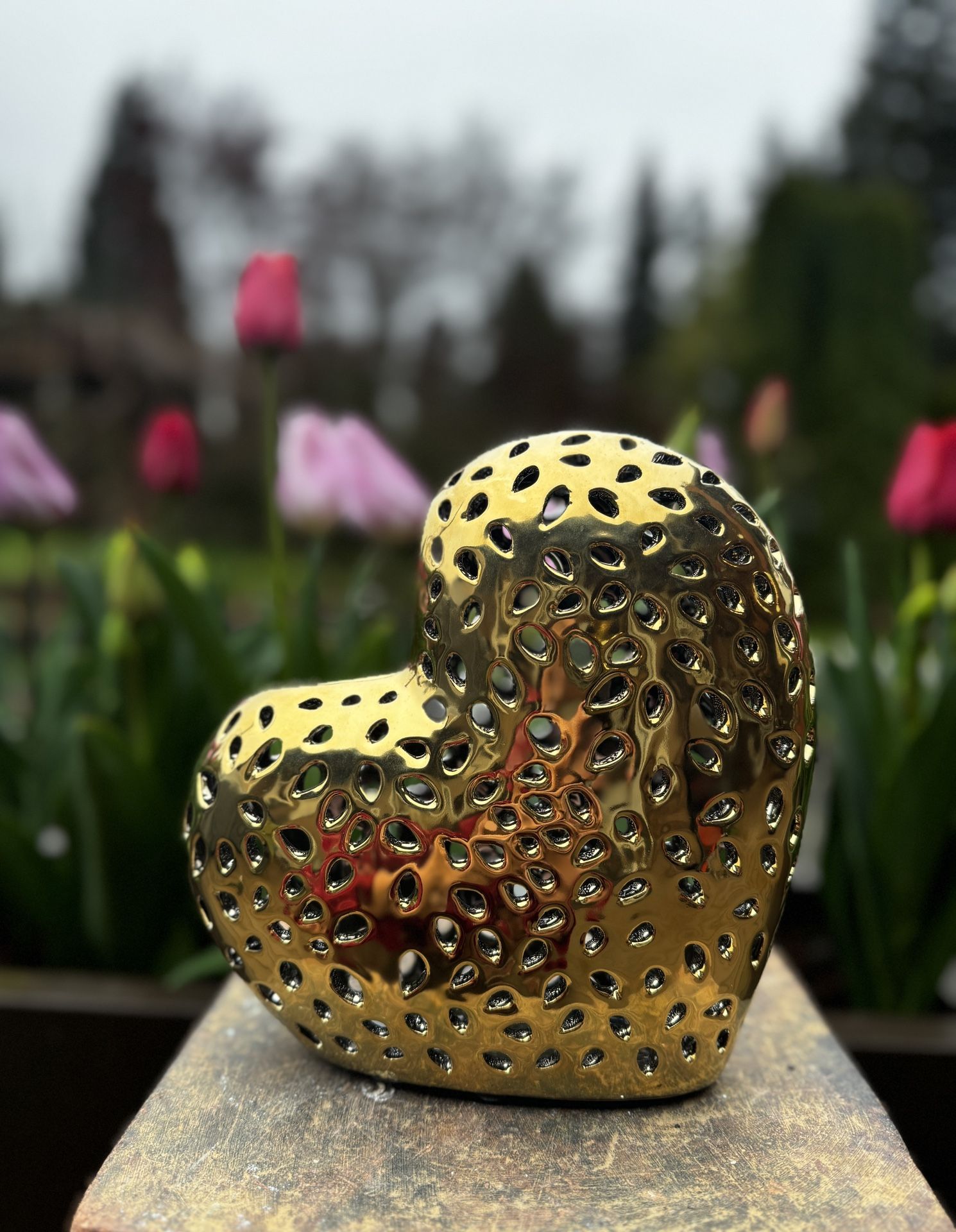 Golden Heart Shaped Vase