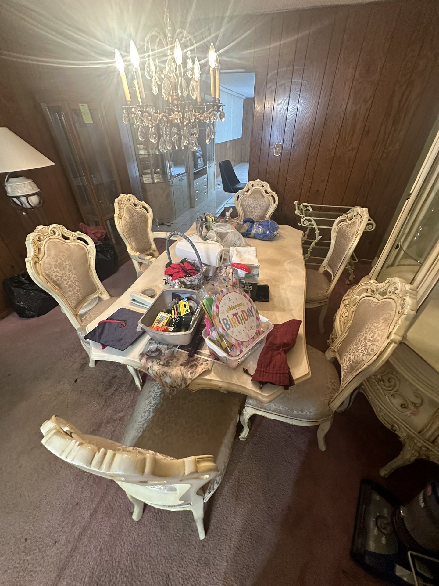 Antique Kitchen Table Chairs And China Cabinet
