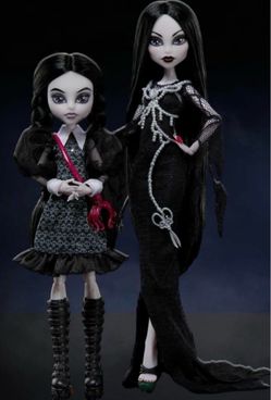 Morticia and Wednesday Addams