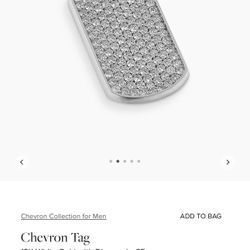 DAVID YURMAN 18k White Gold Diamond Chevron Tag - 35mm ~ 3.25 Carats $9,900 New