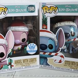 Funko Pop Disney Santa Stitch and Angel Set