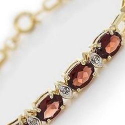 3.52 Cts Garnet & Diamond 18KGP Designer Bracelet