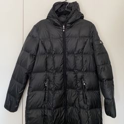 Eddie Bauer Black Goose Down Coat Jacket Lightweight Quilted Medium