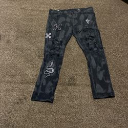 Black Camouflage Smoke Rise Jeans