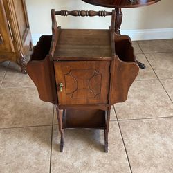 Antique Wood Copper Lined Humidor Table