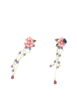 14K Gold Painted Enamel Glazed Earrings