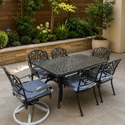 7pc Cast Aluminum Outdoor Patio Dining Set 