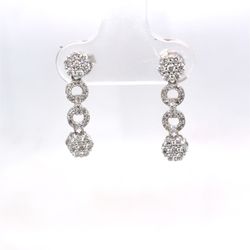 10Kt White Gold Diamond Cluster Flower Earrings 2.00g 199640/8