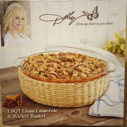 Glass Casserole w/ Wicker Basket