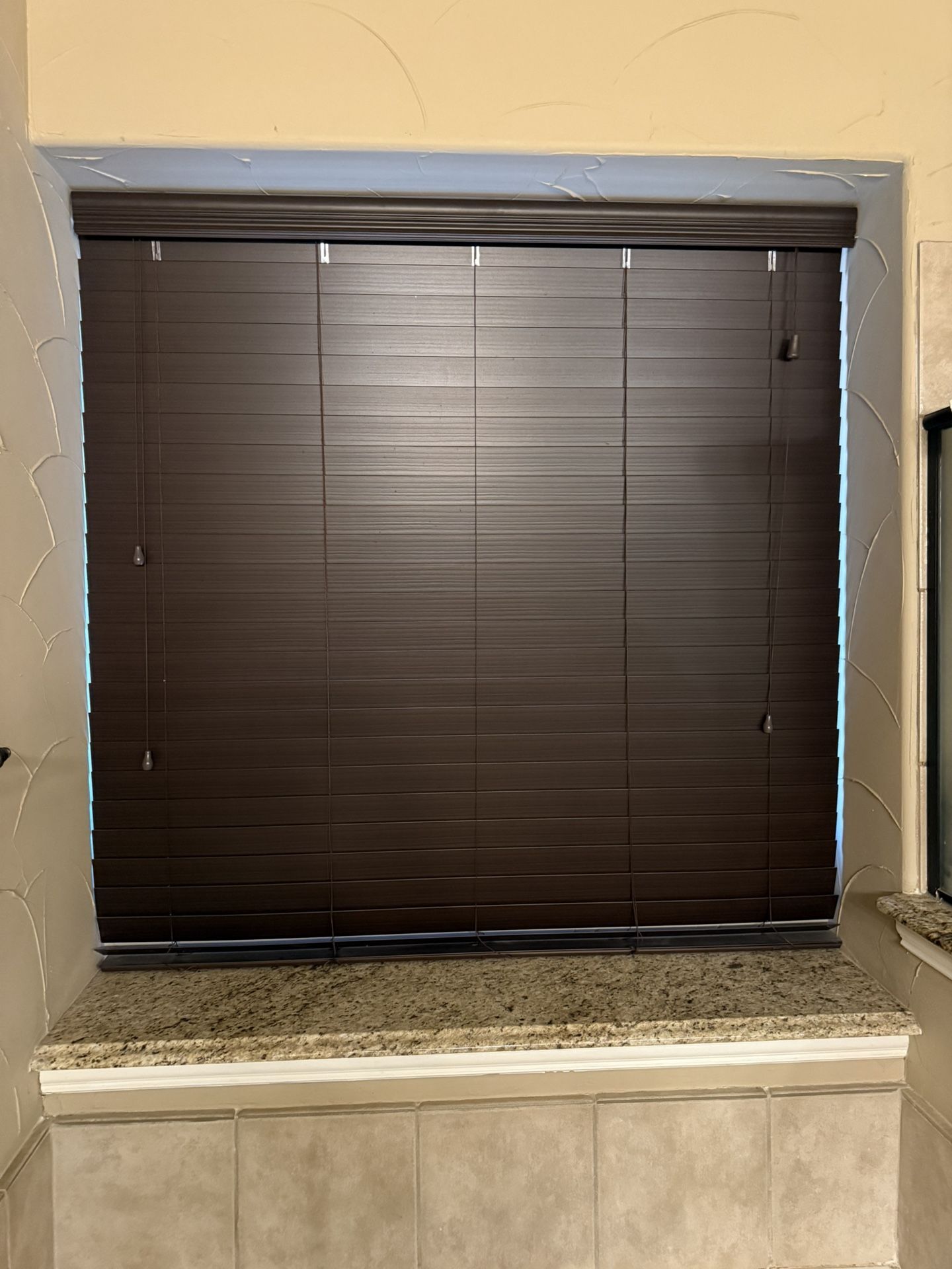 Brown 2.5” Faux Wood Blinds 59”x 60”